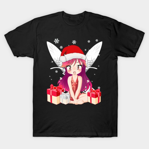 Cute Magical  Fairy With Red Christmas Hat T-Shirt by TheBeardComic